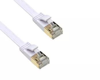 Patchkabel Cat.6, flach, PiMF/STP, weiß, 2m DINIC Box